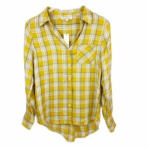 NWT HARPER Gold Button Down Hi Lo XS